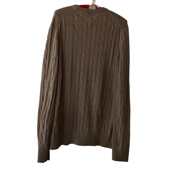 Tommy Hilfiger Men’s Beige Cable Knit Cotton Sweater Classic Pullover Size XL - Picture 2 of 4
